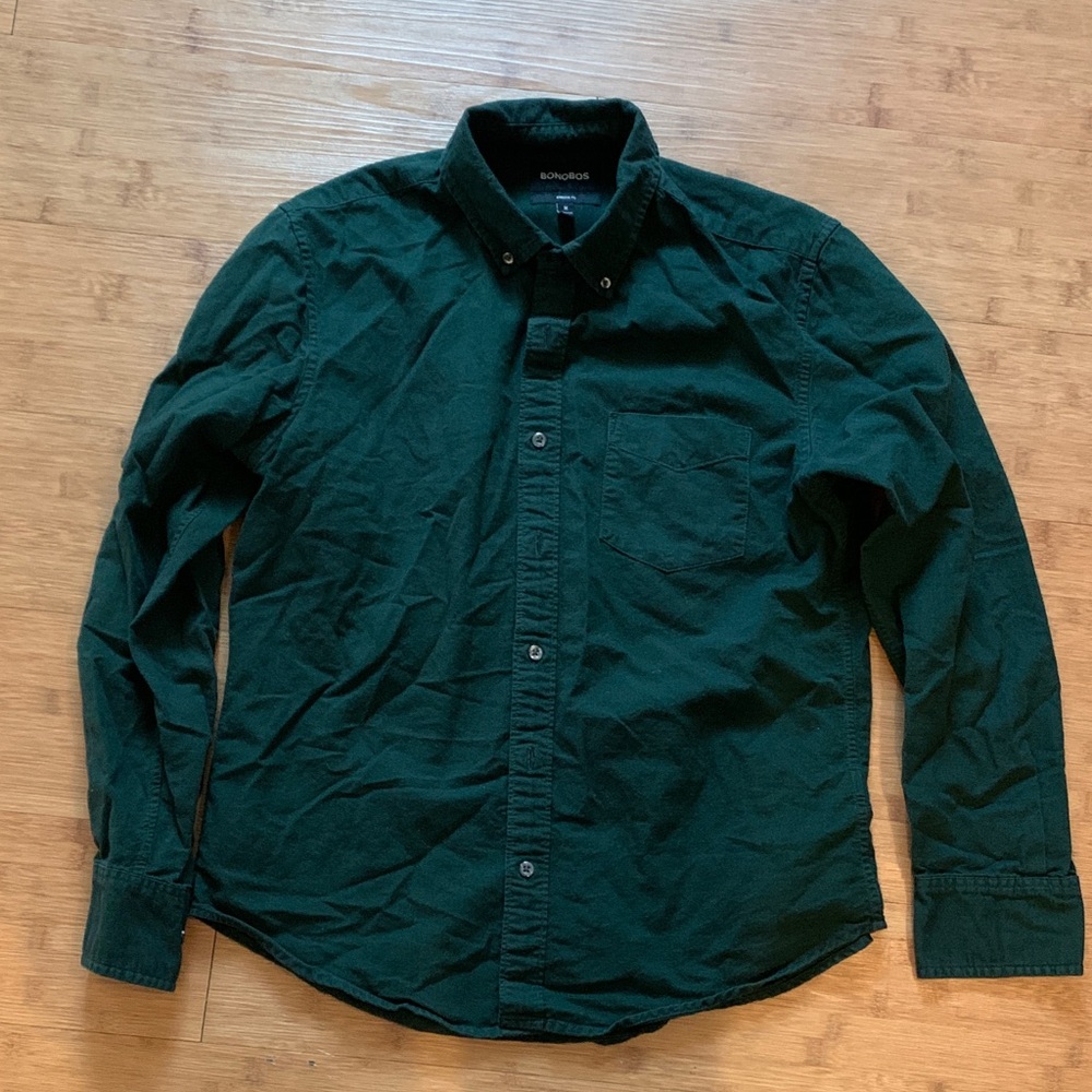 Bonobos Dark Green Casual Button-Down Shirt